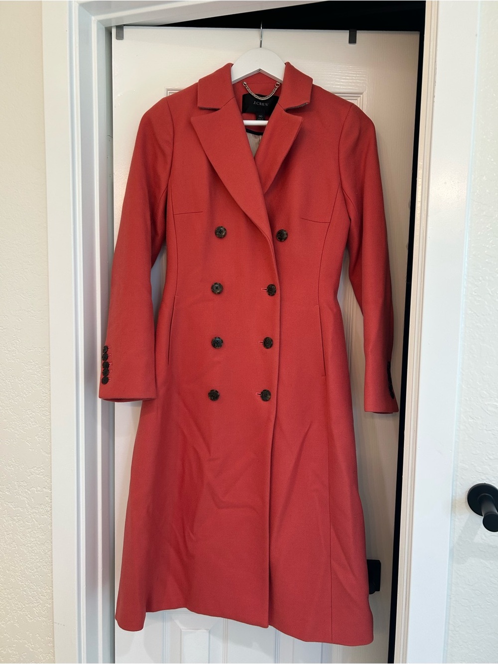 J. Crew Double-Breasted Coral Red Trench Coat